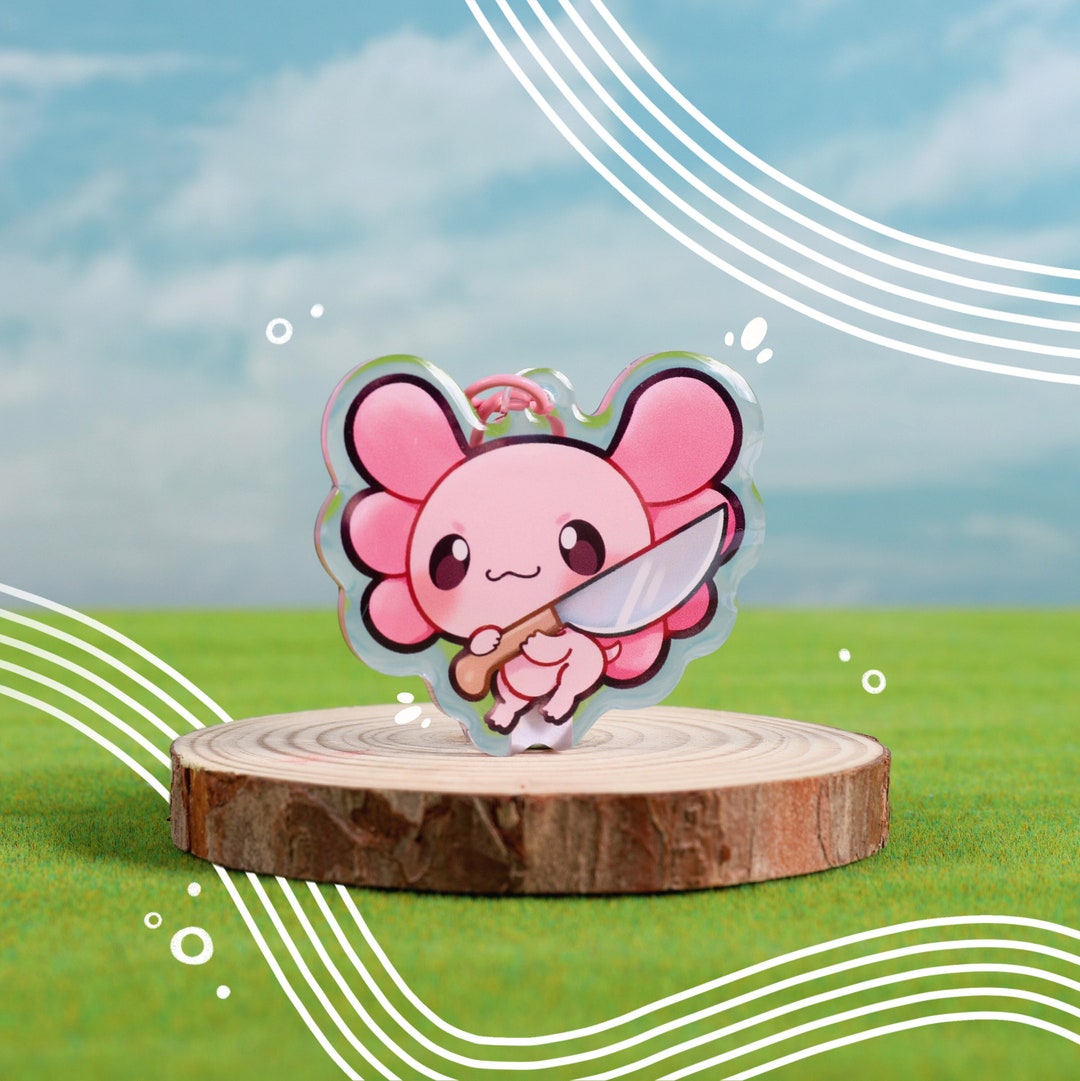 Axolotl With Knife Acrylic Keychain Cute Animal Edgy - Etsy