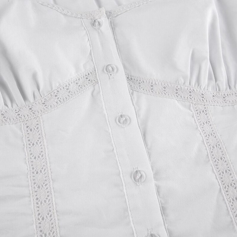 Y2K White Lace Grunge Short Sleeve Aesthetic Crop Top 2000s Etsy