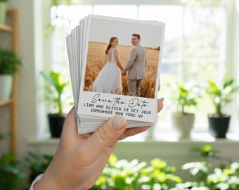 Save The Date Wedding Photo Magnets, Retro Wedding Invitation Fridge Magnet with QR Code, Personalized Photo Invite Gift for Couple