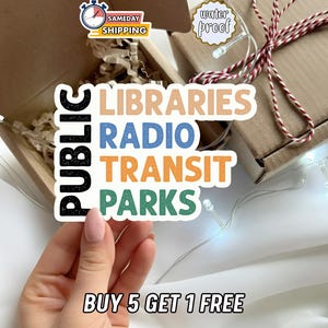 Public Libraries Sticker, Public Radio Sticker, Public Transit Sticker, Public Parks Decal, Civic Programs Vinyl Sticker