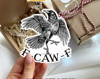 Funny Crow Sticker, F Caw F Crow Meme Sticker, Zero F Caws Given Decal, Sarcastic Bird Humor, Viral Joke Gift