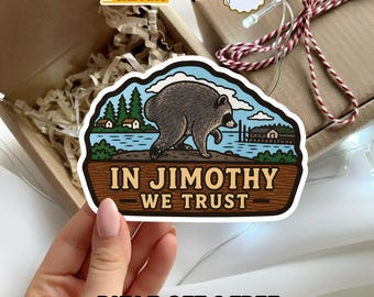 Protect Jimothy Sticker, Seattle Raccoon Awareness Decal, Cute Animal Meme Vinyl Sticker, Laptop Water Bottle Decor