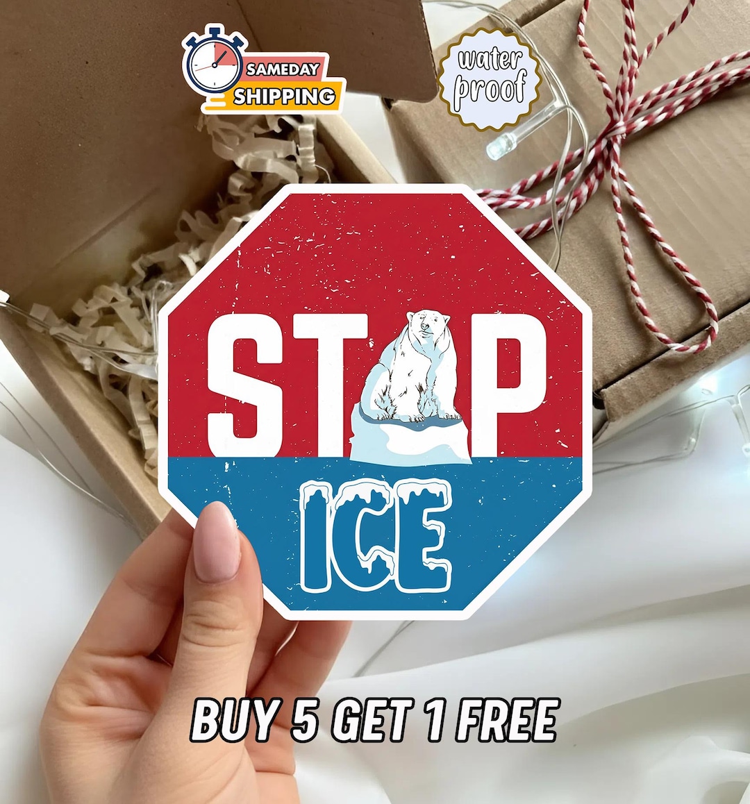 Stop ICE Red Vinyl Sticker, Bold Stop Sign Color Decal, Human Rights ...