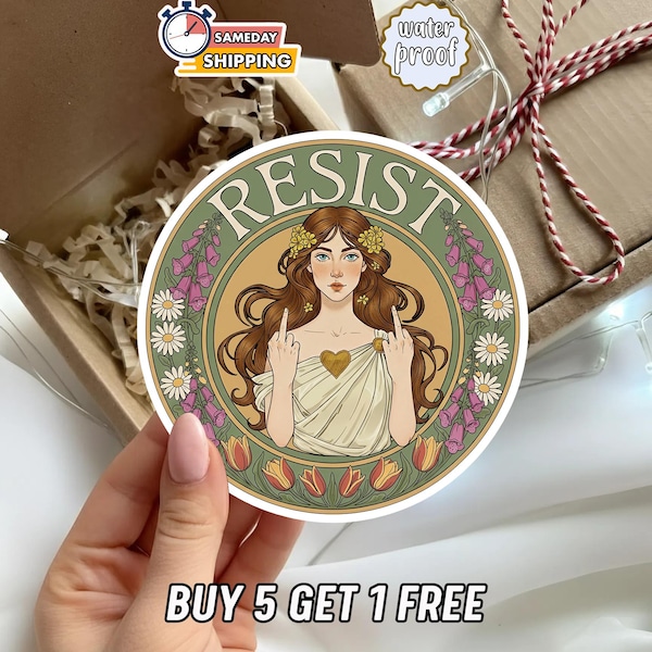Empowerment Art Nouveau Sticker, Feminist Inspired Vinyl Decal, Equality Quote Aesthetic, Laptop Water Bottle Decor