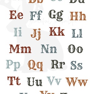 Western Cowboy Alphabet ABC Poster - Printable Digital Download - Childrens Nursery Wall Decor - Blue, Rust, Tan