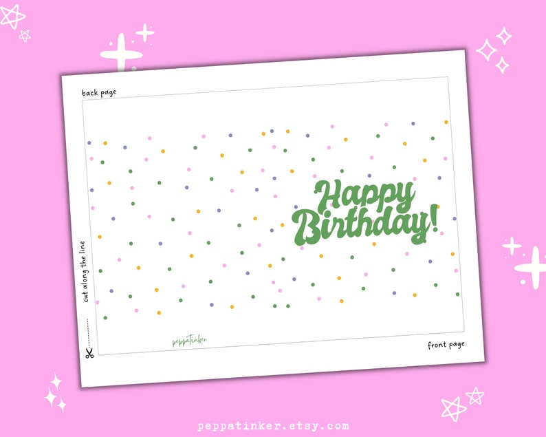 Printable Birthday Card, Cute Birthday Card, Confetti Birthday Card ...