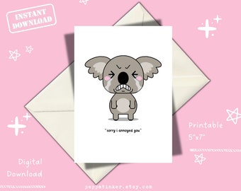 Printable Sorry I Annoyed You, Cute Apology Card, Printable Sorry Card, Downloadable Apology Card, I'm Sorry Card