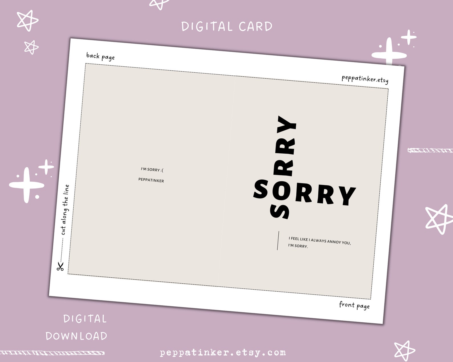 Printable Minimalist Sorry Card, Apology Card, Printable Sorry Card