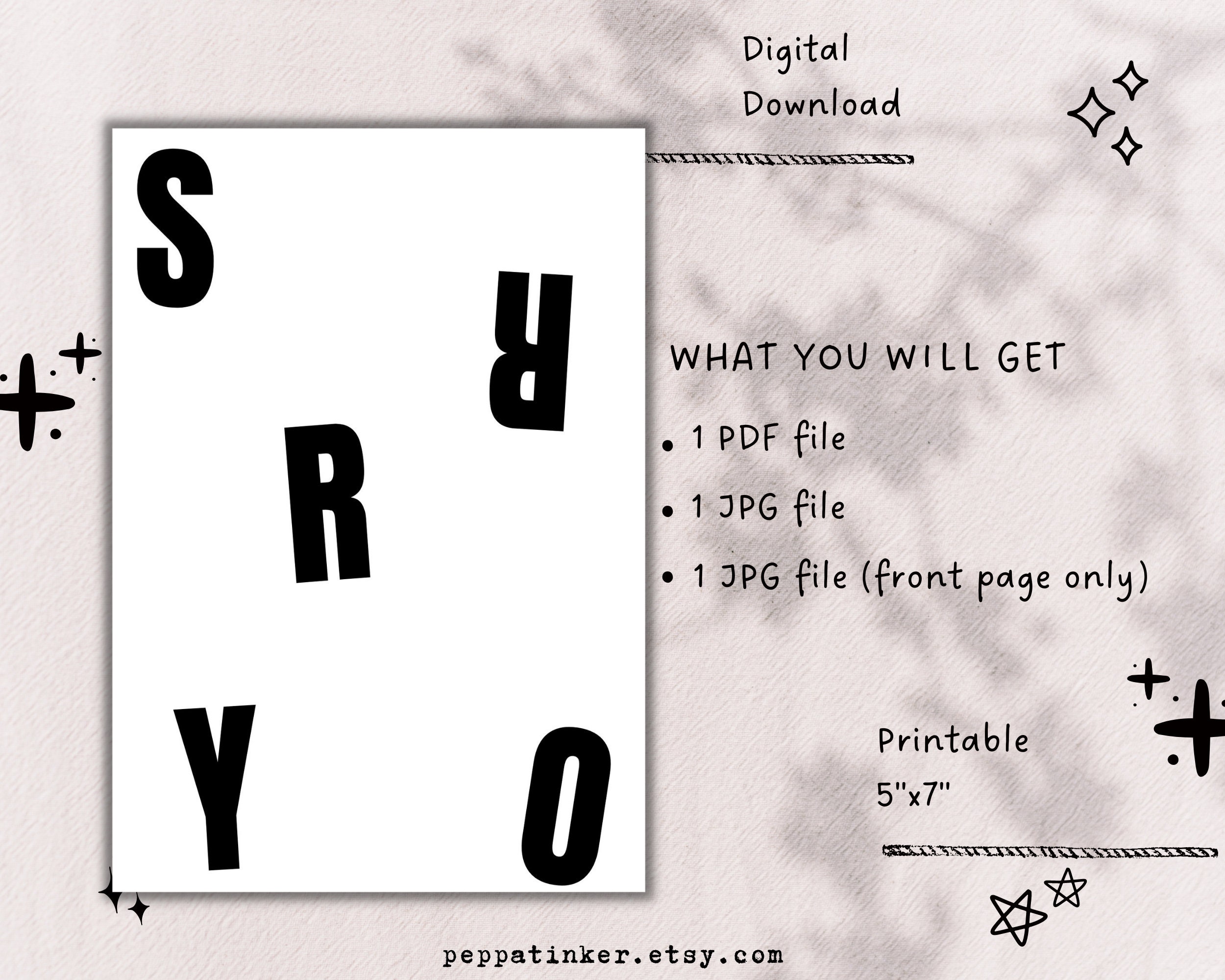 Printable Minimalist Sorry Card, Cute Apology Card, Printable Sorry