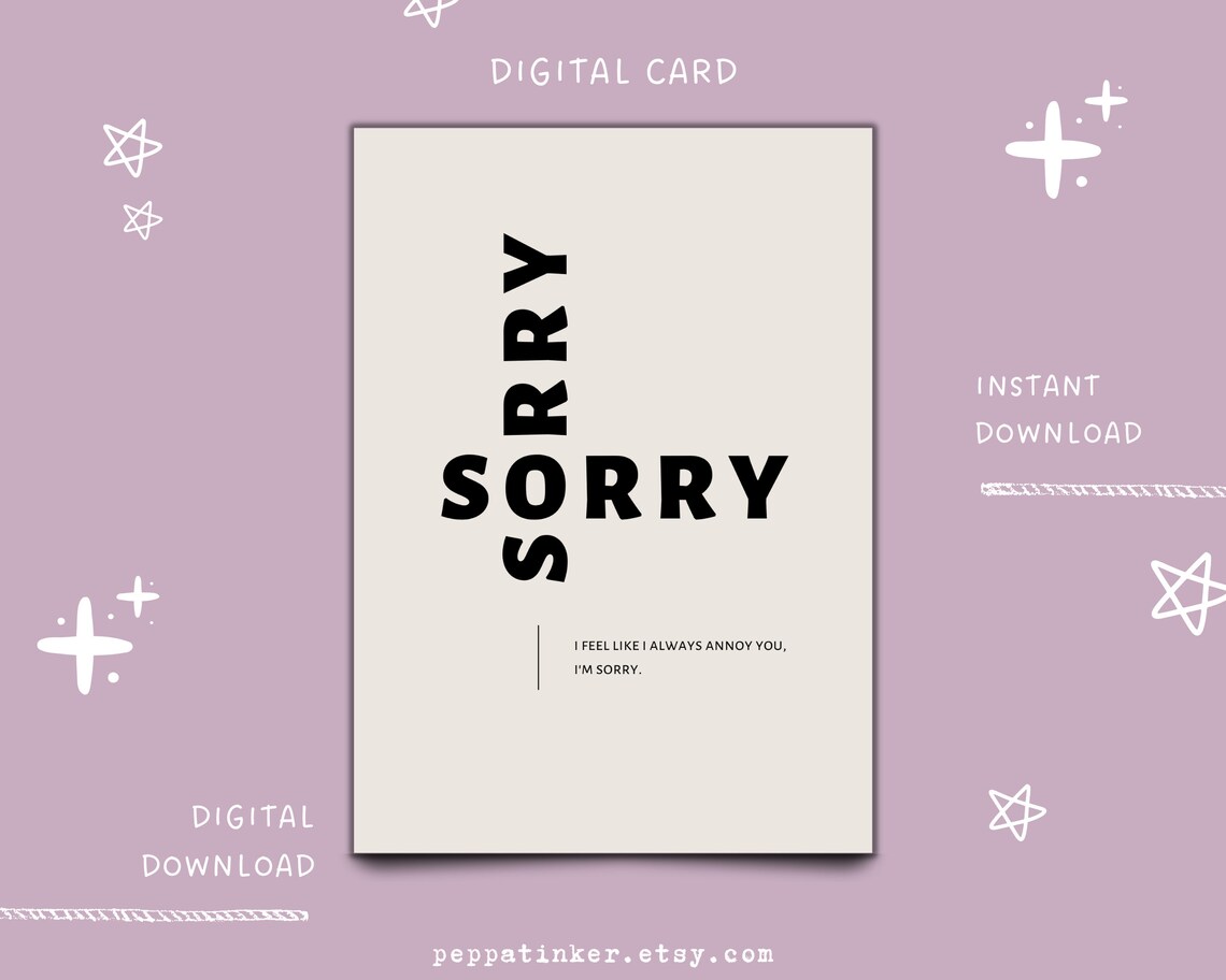 Printable Minimalist Sorry Card, Apology Card, Printable Sorry Card ...