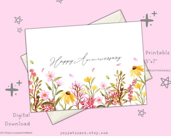 Printable Happy Anniversary Card, Printable Greeting Card, Couple Anniversary