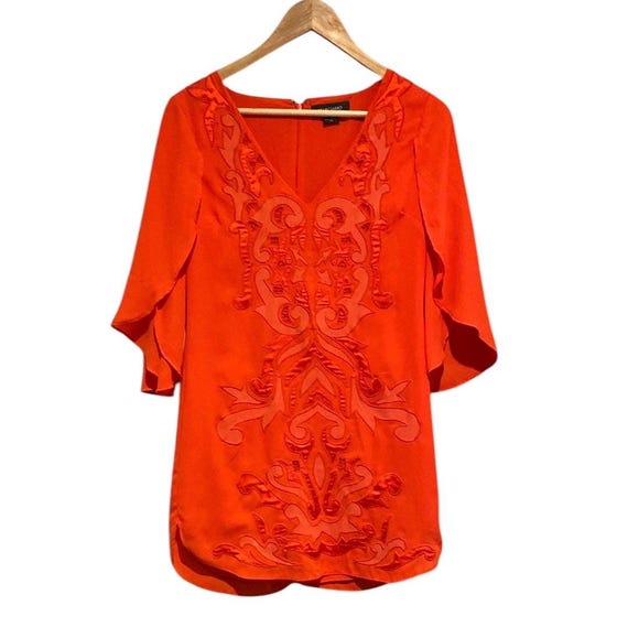 marciano orange dress MARCIANO BY GUESS SUNBURST PENCIL MINI DRESS ORANGE | Online Outlet