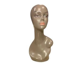 Wig Necklace Hat Head Mannequin 18” Display Model Long Neck with Makeup