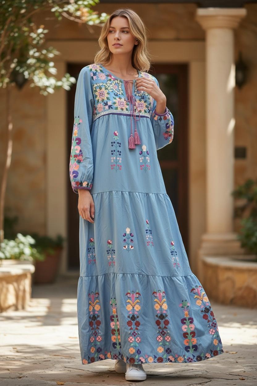 long white peasant dress LACE STRAP MAXI in OFF tuxedo inspired shaped and double Melissa Hunter Green Long Color:Blue Dawn