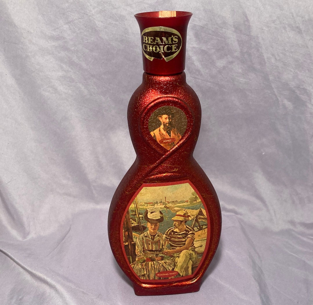 Collectible Jim Beam Whiskey Bottle Decanter Depicitng Boating Party by