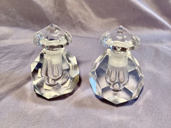Pair of Art Deco Hand Cut Crystal Perfume Bottles - image 1