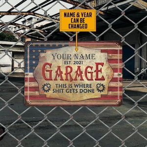 Garage Metal Sign, Mechanic Workshop Sign, Rustic American Flag Garage Sign. Grandpa&#39;s Garage Sign, Metal Garage Sign, Father&#39;s Day Gift