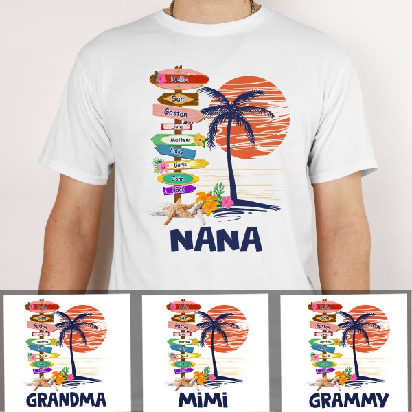 Grandma Surfboards Summer Shirt Grandma T Shirt Personalized Grandchild Name Shirt T-shirt for Grandma Mom Auntie Mother's Day Gift