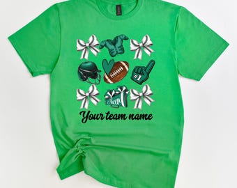 Camiseta de fútbol personalizada para animadoras, para niñas, para bebés y jóvenes, para el día del partido, para aficionados del equipo verde, para animadoras.