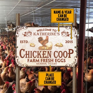 Chicken Coop Metal Sign, Farm Fresh Eggs Sign, Farm Tin Sign, Farm Eggs Sign, Chicken Farm, Eggs Farmed Sign, Farm Decor, Hen House Decor