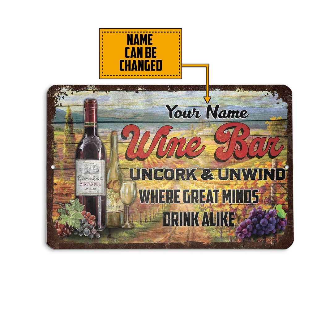 Personalized Wine Bar Metal Sign, Wine Cellar Sign, Personalized Home