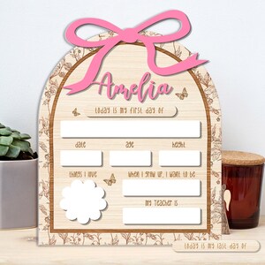 Custom First Day School Sign, Girl Back to School Sign, Kindergarten 1st Day of School Sign, Dry Erase Board, Reusable First Day School Sign