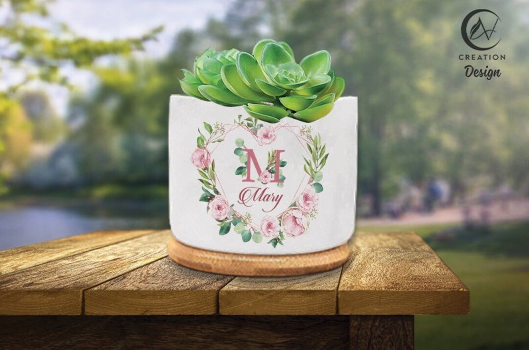 Personalized Initial Mini Flower Pot, Monogram Floral Plant Pot, Gift ...