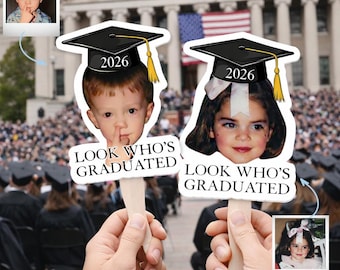 Custom Childhood Big Head Photo Graduation Fan,Look Who's Graduated Face Hand Fan,Custom Funny Bestie Face Cutout Fan,Graduate Party Favors