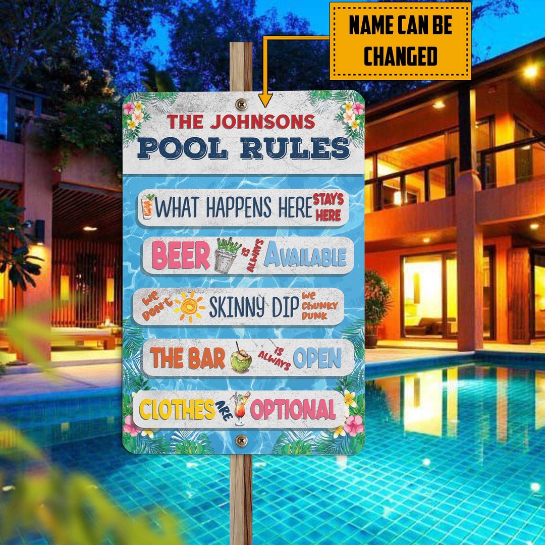 Pool Sign, Swimming Pool Rules Metal Sign, Pool Sign Personalized, Pool Bar Sign, Custom