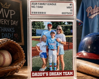 Graded Baseball Card Style Custom Photo Acrylic Block Plaque, Father's Day Gift for Baseball Dad, No.1 Dad Family Trading Card, Dad Gifts