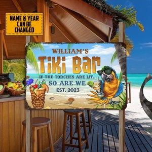 Personalized Tiki Bar Metal Sign Margaritaville Sign Beach Tin Sign Beach Bar Sign Poolside Sign Beach House Bar Decor