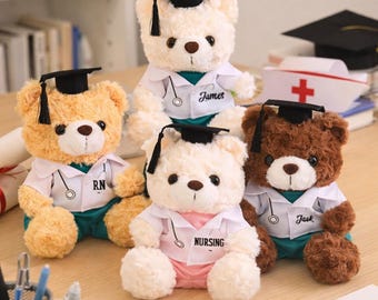 Oso de peluche personalizado para graduación de enfermería, oso de peluche con nombre personalizado para enfermería, regalo de graduación BSN RN 2026, oso de peluche para graduados de enfermería, recuerdo para estudiantes de enfermería