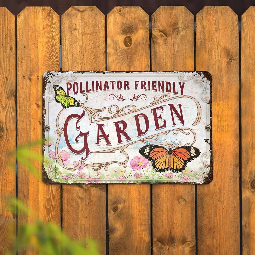 Personalized Garden Pollinator Friendly Welcome Custom Classic Metal Signs - Garden Signs - Gift For Garden Lovers Designed By Destination_Onetime