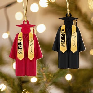 Custom Graduation Wooden Ornament, Personalized Graduation Gift for Her, Class of 2025 Decor, College Graduated Ornament, New Graduate Gift