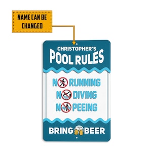 Personalized Swimming Pool Rules Metal Sign, Swimming Pool Sign, Pool ...