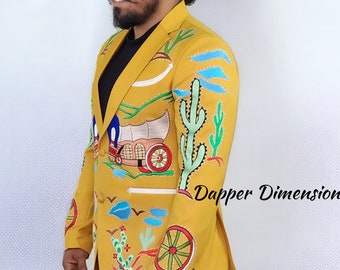 Yellow Embroidered Western Suit: Rhinestone Cowboy Outfit