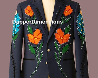 Embroidered Rhinestone Nudie Suit: Men's Western Wedding Outfit