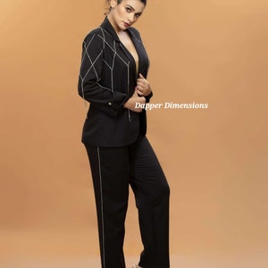 Women&#39;s Black 2 Piece Custom Made Crystal Hand Embellished Country Western Suit Prom Party Wedding Event&#39;s Designer Boho Hippie Dress Set