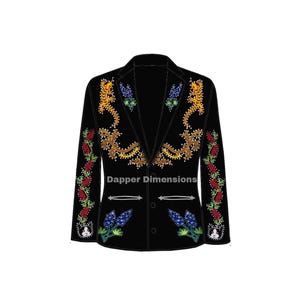 Men&#39;s Black 2Pc Customized Floral And Eagle Embroidered Rhinestone Cowboy Country Western Nudie Suit Cocktail Wedding Day Prom Party Outfit
