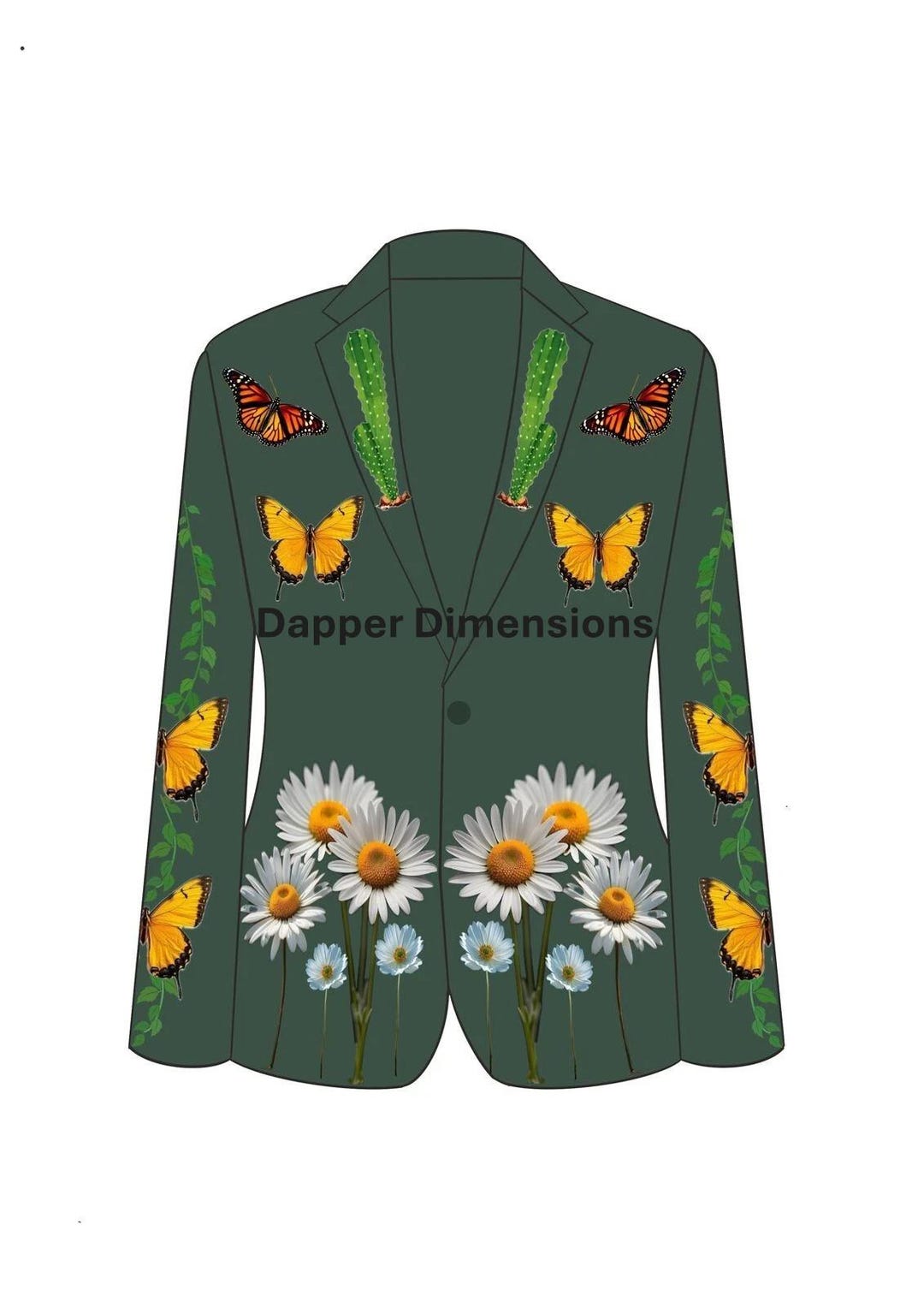 メンズ 2ピース グリーン フローラル 刺繍 ウエスタン カウボーイ