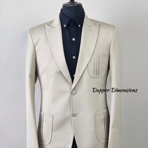 Men&#39;s Bespoke Ivory Suit, Handmade Formal Retro Attire