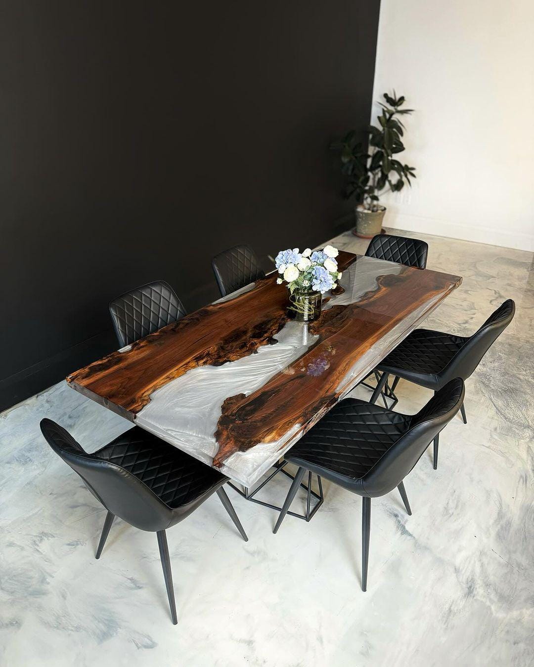 Custom Epoxy Resin Table, Living Room Table , Ocean Design, Live Edge ...