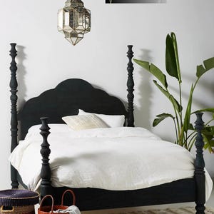 Handmade Black Mango Wood Four Poster Bed: Colonial Canopy Bed