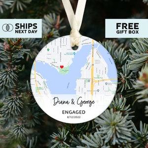 Verlobtes Ornament - Personalisiertes Kartengeschenk - Geschenk für das Paar - Verlobungsgeschenk - Unser erstes Weihnachten zusammen OR94