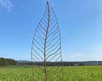 Edelrost Stecker offenes Blatt groß - Höhe 145 cm