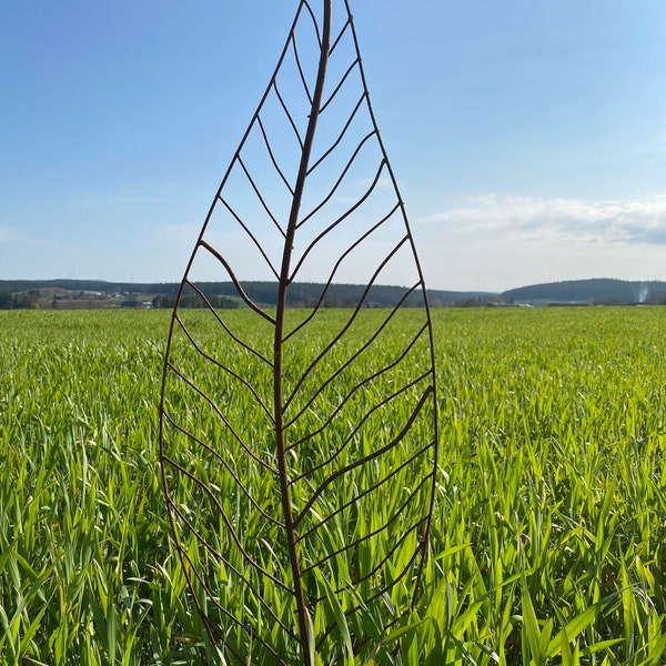 Edelrost Stecker offenes Blatt klein - Höhe 110 cm