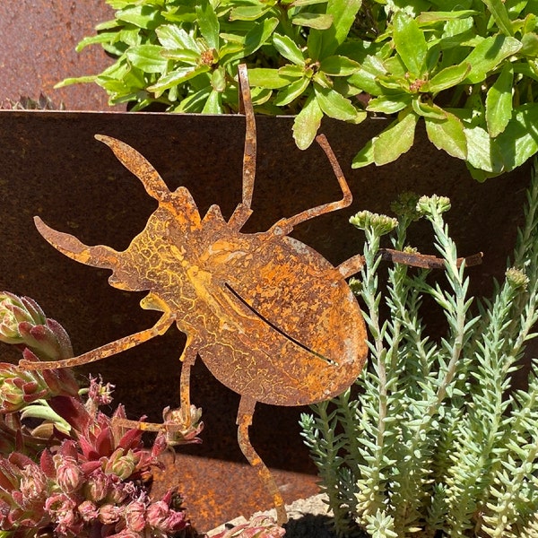 Naturrost Topfhänger Käfer - Höhe 13,5 cm Insekten Garten Deko Rost