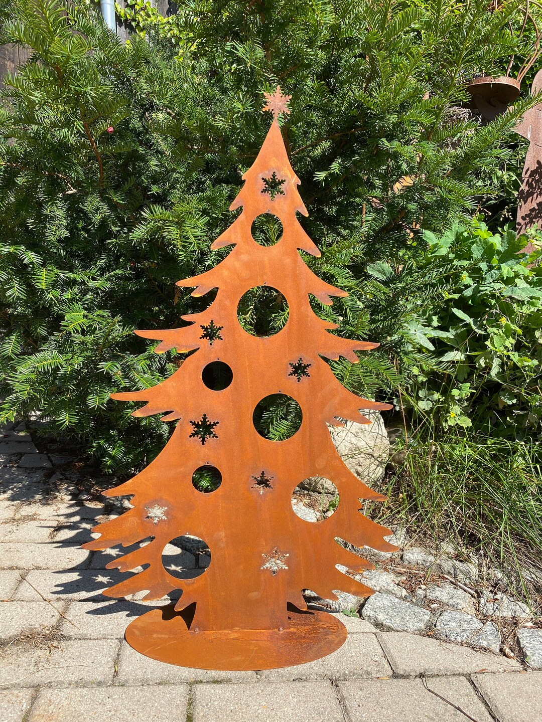Edelrost Weihnachtsbaum groß mit Öffnungen für Kugeln Höhe Etsy.de