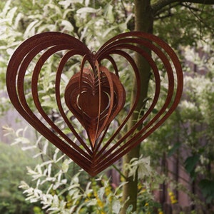 Edelrost Windspiel Spirale Herz groß zum Hängen Höhe 30 cm Bild 3