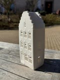 Porcelain lantern house with gable roof white - height 17 cm